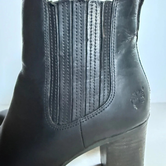 Timberland Atlantic Heights Black Leather‎ Chelsea Boots Block Heel Size 8 - Picture 9 of 12
